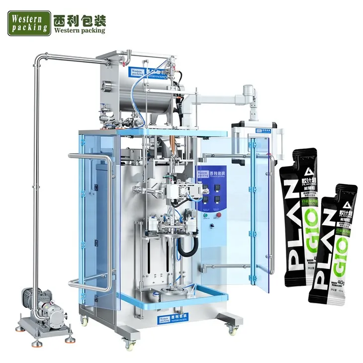 Macchina confezionatrice per bastoncini di forma irregolare con gel energetico sportivo